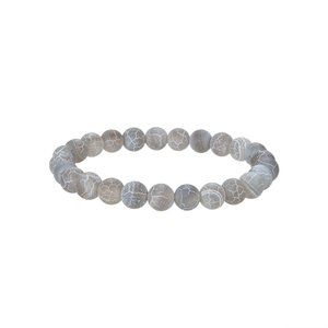 Grey Frosted Agate Gemstone Beads Bracelet 8mm